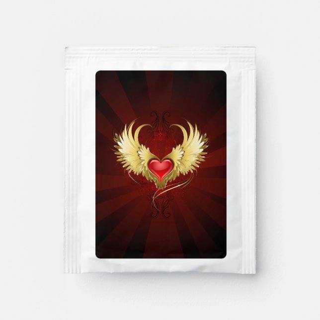 Red Heart with Golden Wings Tea Bag Drink Mix (Front)