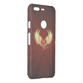Red Heart with Golden Wings Uncommon Google Pixel Case (Back/Right)