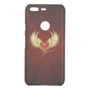 Red Heart with Golden Wings Uncommon Google Pixel Case
