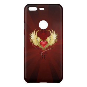 Red Heart with Golden Wings Uncommon Google Pixel Case