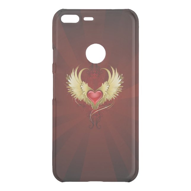 Red Heart with Golden Wings Uncommon Google Pixel XL Case (Back)