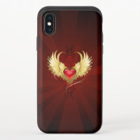 Red Heart with Golden Wings