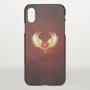 Red Heart with Golden Wings iPhone X Case