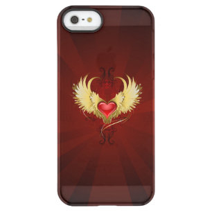 Red Heart with Golden Wings Permafrost iPhone SE/5/5s Case