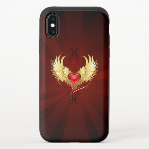 Red Heart with Golden Wings iPhone XS Slider Case