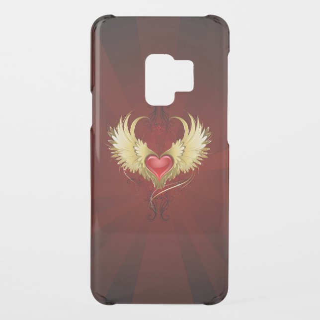 Red Heart with Golden Wings Uncommon Samsung Galaxy Case (Back)
