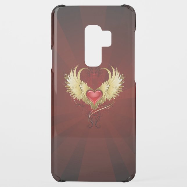 Red Heart with Golden Wings Uncommon Samsung Galaxy Case (Back)