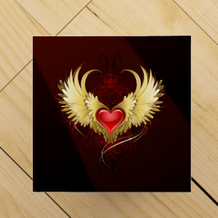 Red Heart with Golden Wings Wine Box