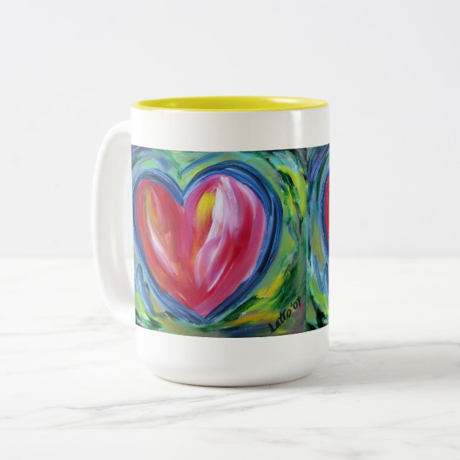 Red Heart with Hope Art Custom Coffee Cups (Front Left)