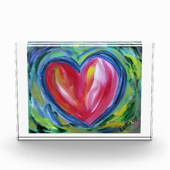 Red Heart with Hope Art Painting Paperweight Acrylic Award (Front)