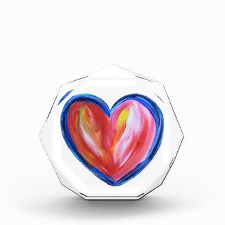 Red Heart with Hope Art Painting Paperweight Acrylic Award
