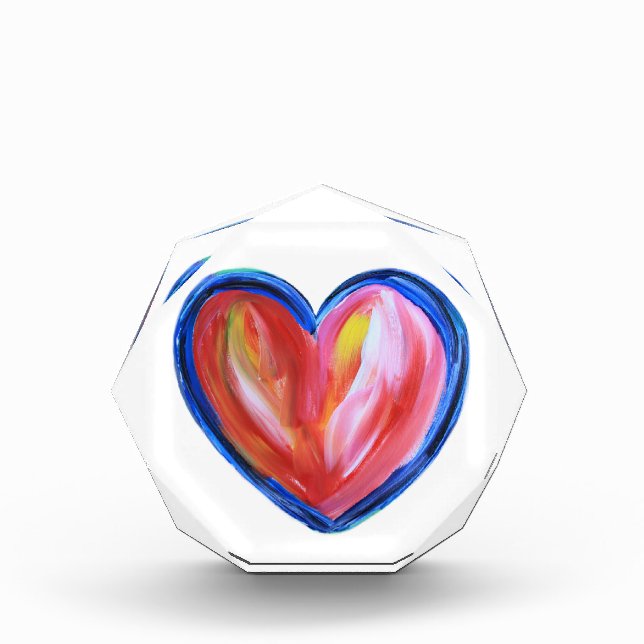 Red Heart with Hope Art Painting Paperweight Acrylic Award (Front)