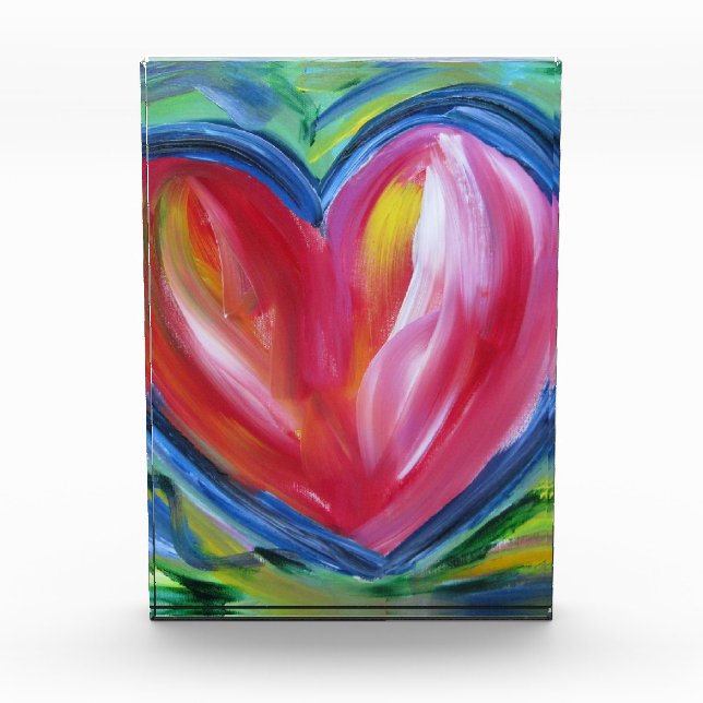 Red Heart with Hope Art Painting Paperweights Acrylic Award (Front)