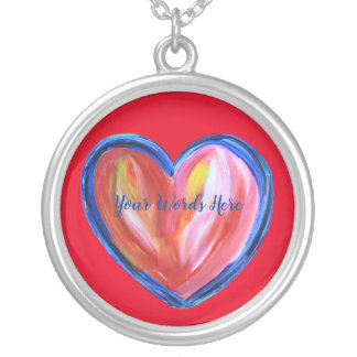 Red Heart with Hope Art Pendant Charm Necklace