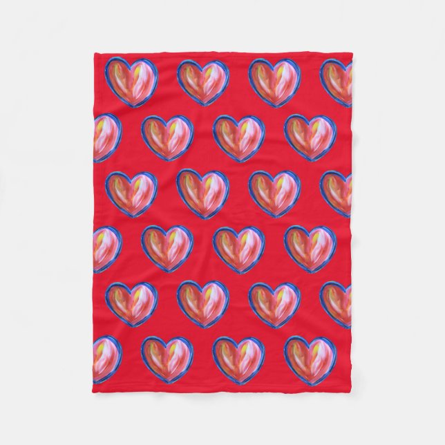 Red Heart with Hope Soft Fleece Throw Blanket (Front)