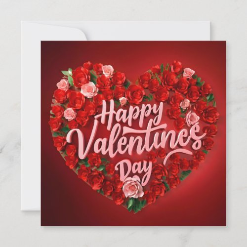 red Heart with light Happy Valentines Day Holiday Card