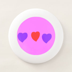 Red Heart with Purple Hearts on Pink Wham-O Frisbee
