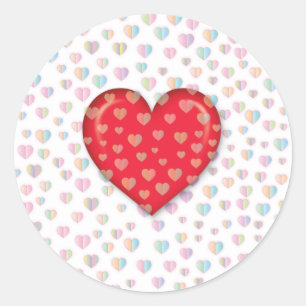 Red heart with speckels pattern classic round stic classic round sticker
