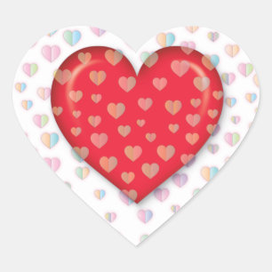 Red heart with speckels pattern classic round stic heart sticker