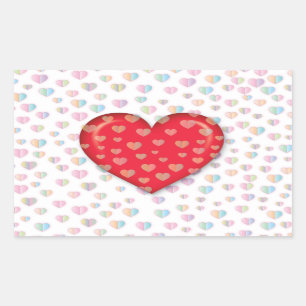Red heart with speckels pattern classic round stic rectangular sticker