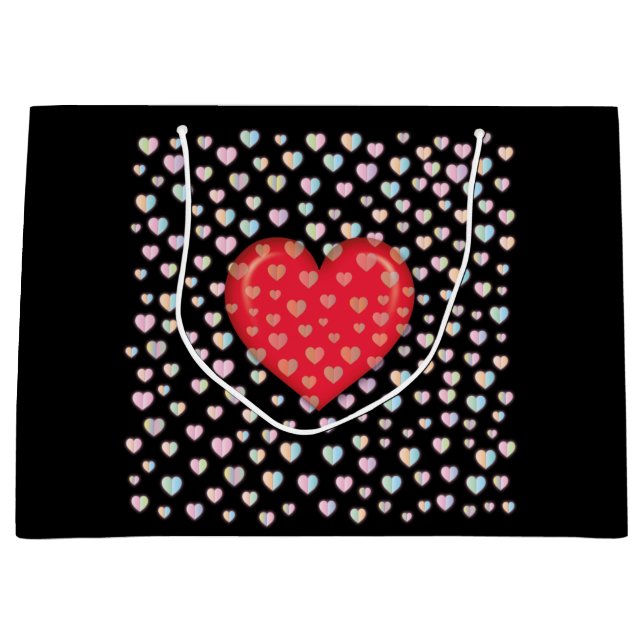 red heart with speckels pattern large gift bag (Front)