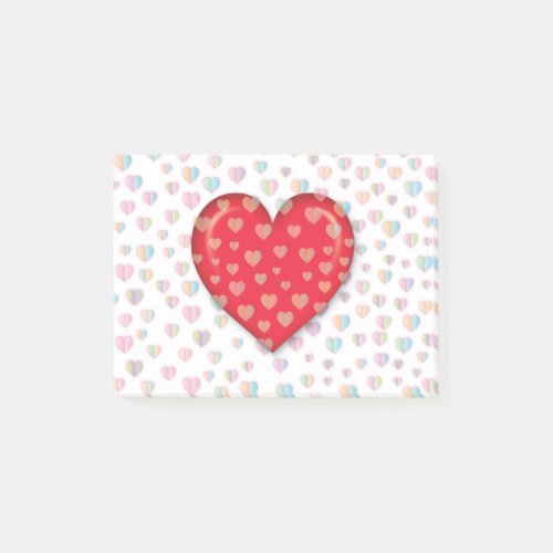 red heart with speckels pattern post_it notes