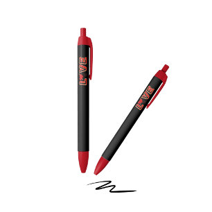 Red heart with text LOVE Pen