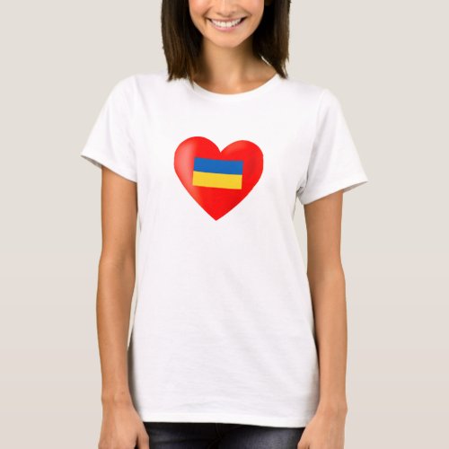 Red Heart with Ukraine Flag Colors T_Shirt