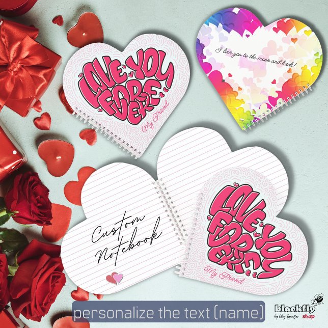 Red Heart with word Love You Forever Valentine's Notebook (Creator Uploaded)