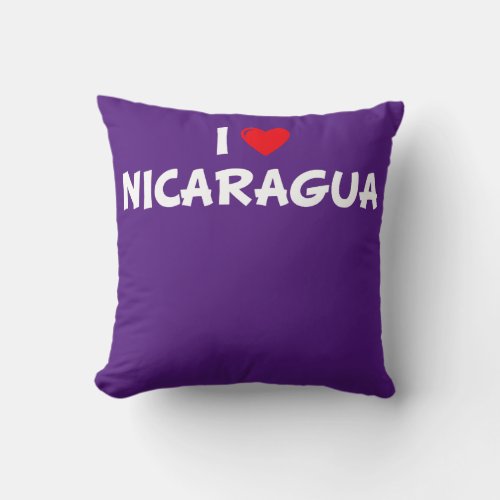 Red Heart Women Men Holiday I Love Nicaragua  Throw Pillow