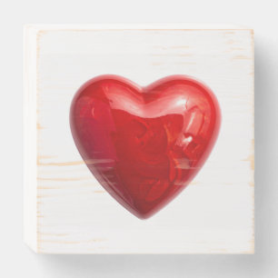 Red heart wooden box sign