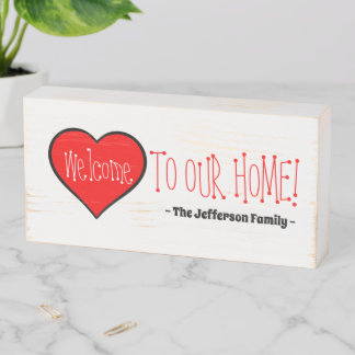 Red Heart Wooden Box Sign