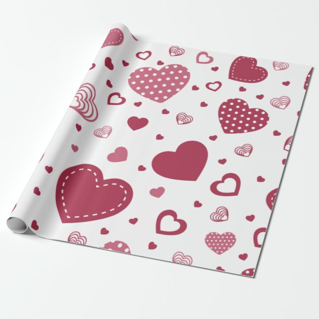 Red Heart wrapping paper (Unrolled)