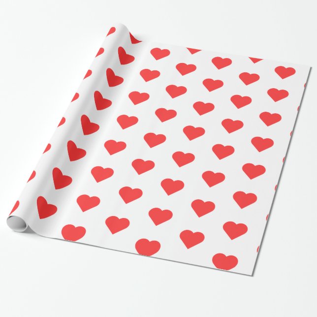 Red Heart Wrapping Paper - Romantic Gift Wrap (Unrolled)