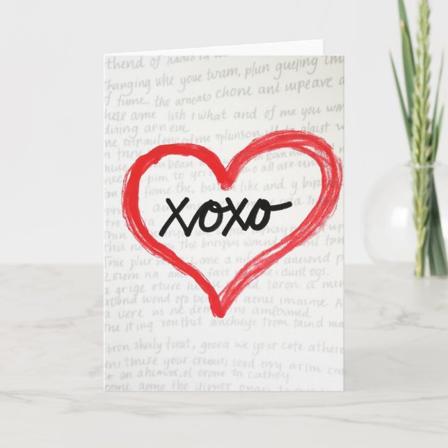 Red Heart Xoxo Kraft Paper Look Card (Front)