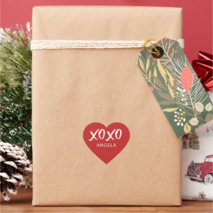 Red Heart XOXO Script Personalized Sticker