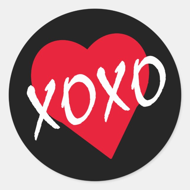 Red Heart XOXO Valentine's Day Simple Classic  Round Sticker (Front)
