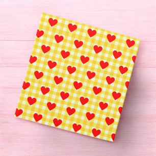 Red Heart Yellow Gingham Valentine's Day 3 Ring Binder