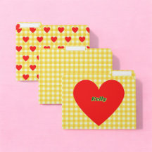 Red Heart Yellow Gingham Valentine's Day