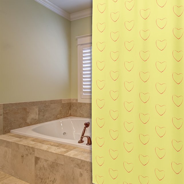 Red heart yellow pattern Shower Curtain (Creator Uploaded)