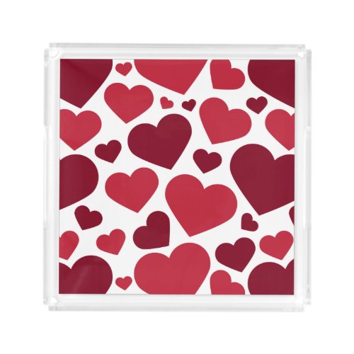 Red Hearts Acrylic Tray