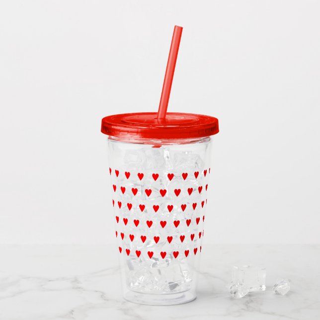 Red Hearts Acrylic Tumbler - Customizable (Back Ice)