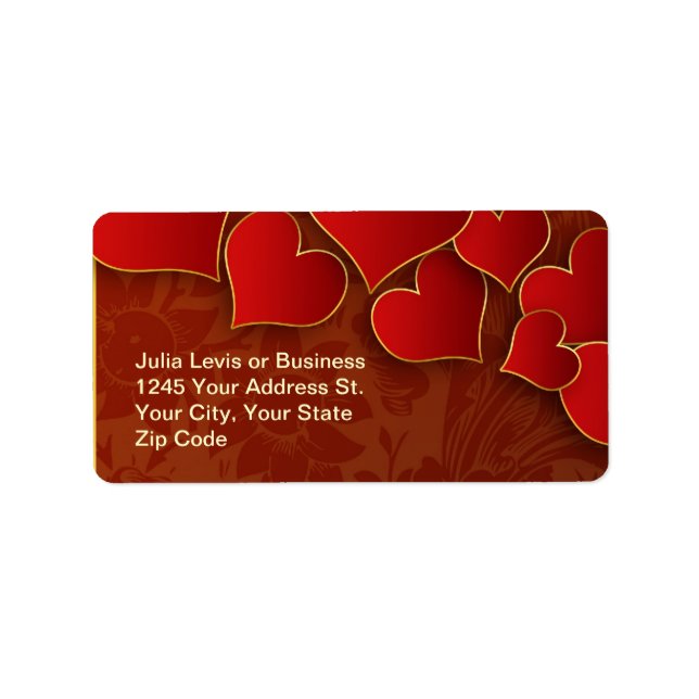 red hearts address label (Front)