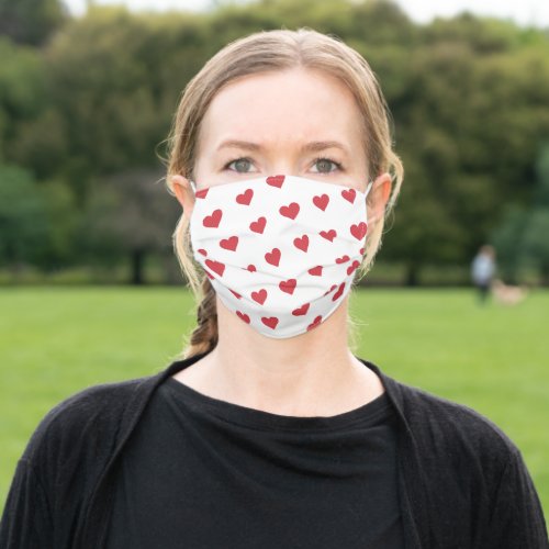 Red Hearts Adult Cloth Face Mask