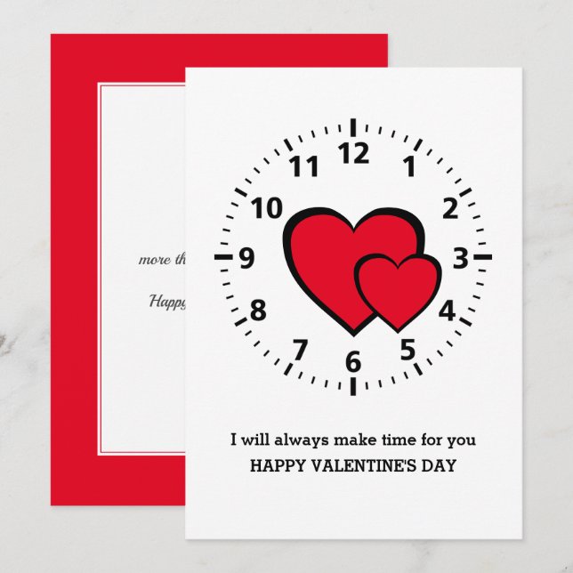 Red Hearts | ALWAYS MAKE TIME FOR YOU | Valentine Holiday Card (Front/Back)