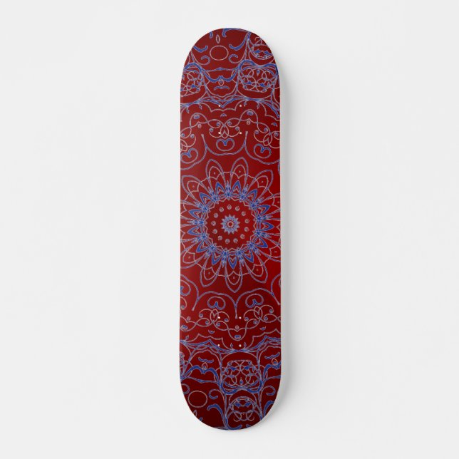 Red Hearts and Blue Lace Skateboard (Front)