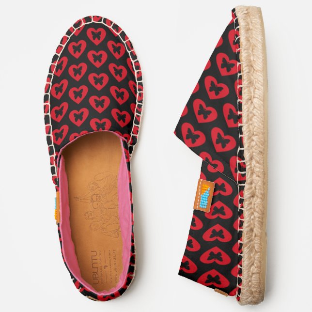 Red Hearts And Butterflies Espadrilles (Side)