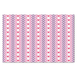 Red Hearts and Purple Chevrons Tissue Paper