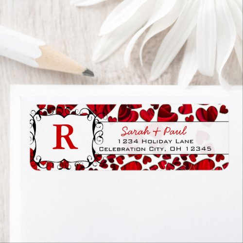 Red Hearts and Roses Return Address Label