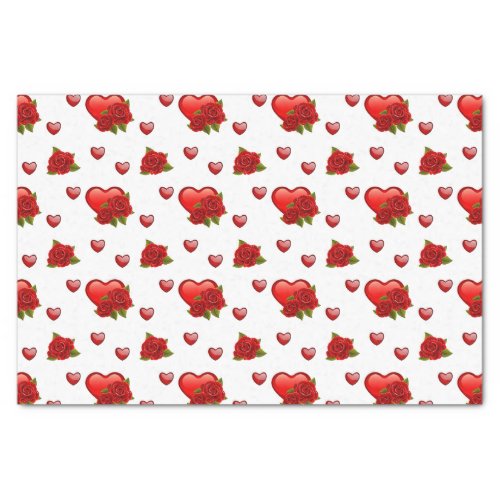 Red Hearts And Roses  Tissue Paper